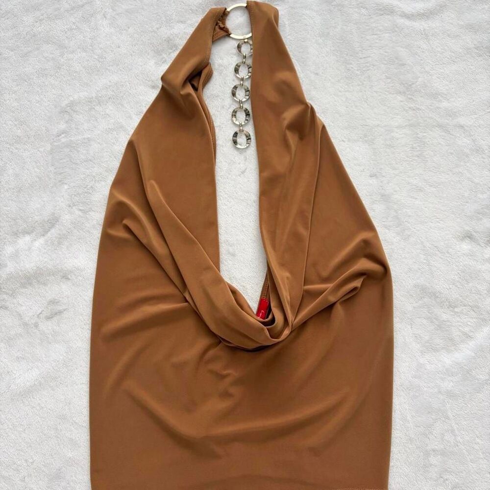 Symphony Y2K Halter Tank Top Women's M Chain Vintage 2000s Partywear Swoopneck